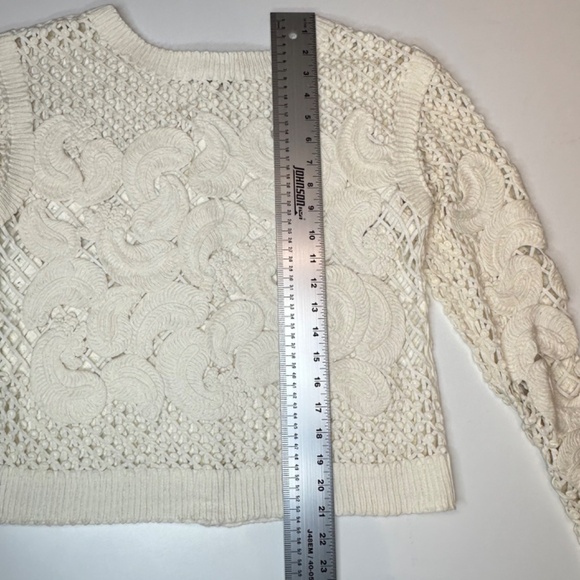 Per Se cream cotton scroll pattern knit cardigan. Size M. Excellent condition! - Picture 12 of 13